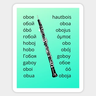 Oboe in many Languages green Sticker